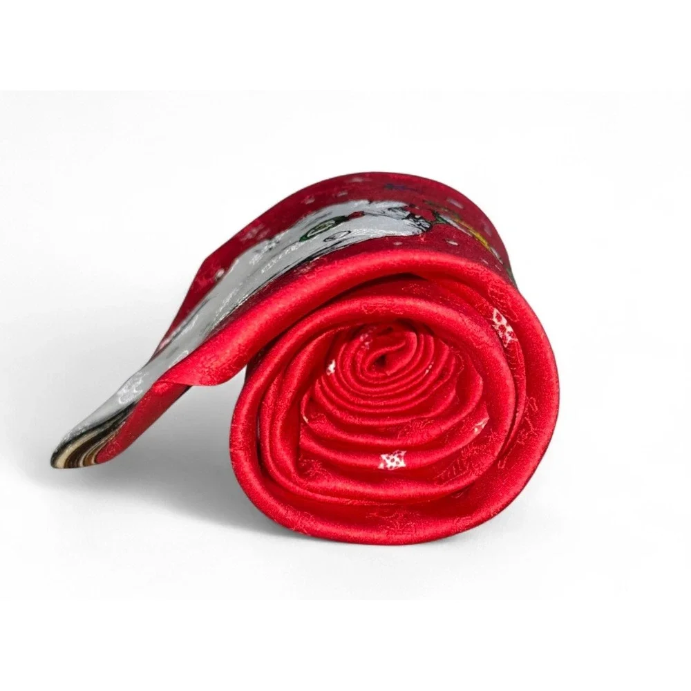 Dr Seuss The Grinch Stole Christmas Red Silk Necktie Holiday‎ Festive